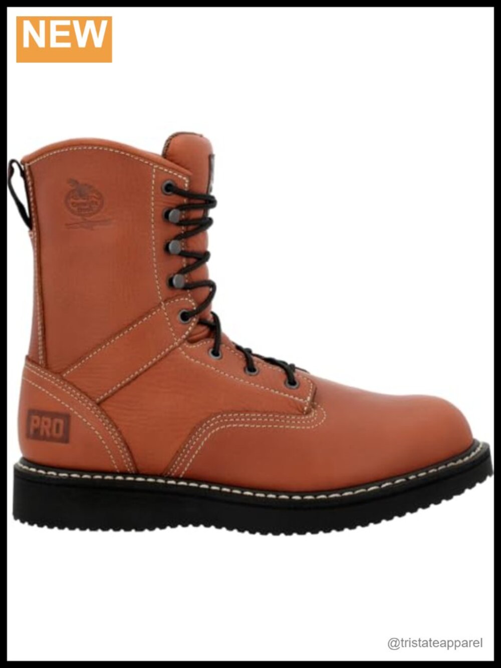 Men's 8 Inch Steel Toe Work Boots Full-Grain Leather Slip-Resistant
